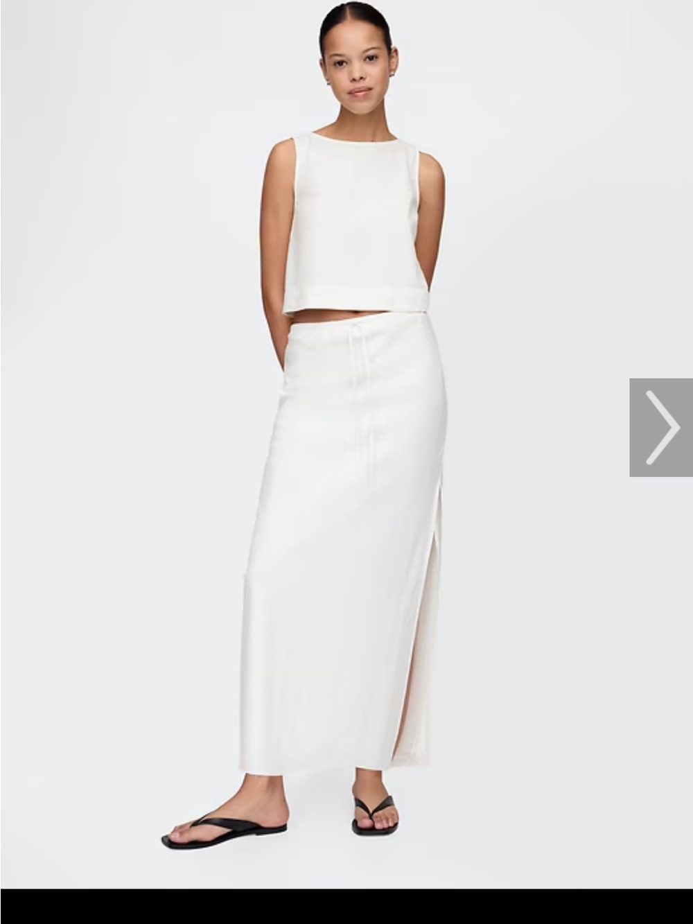 GAP Linen Blend Midi Skirt with Side Slit